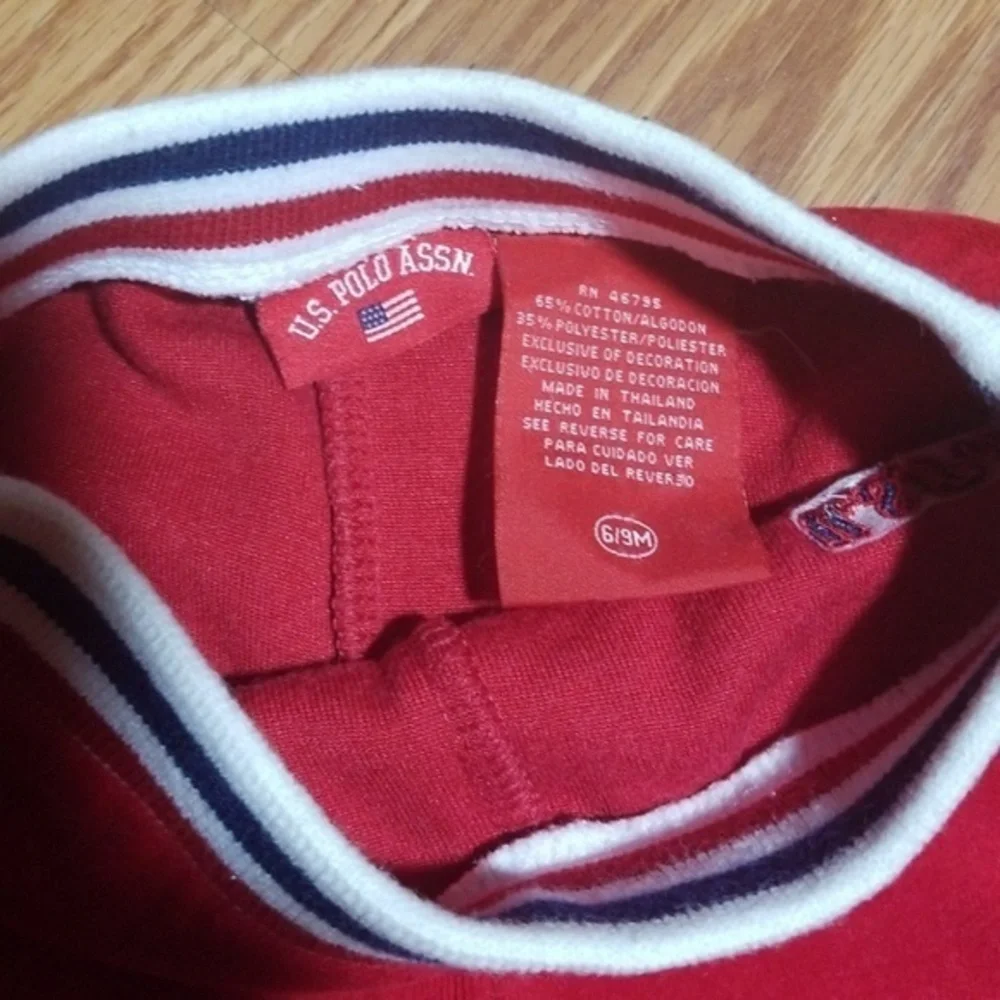 Us polo red velour‎  pants  size 6/9mo